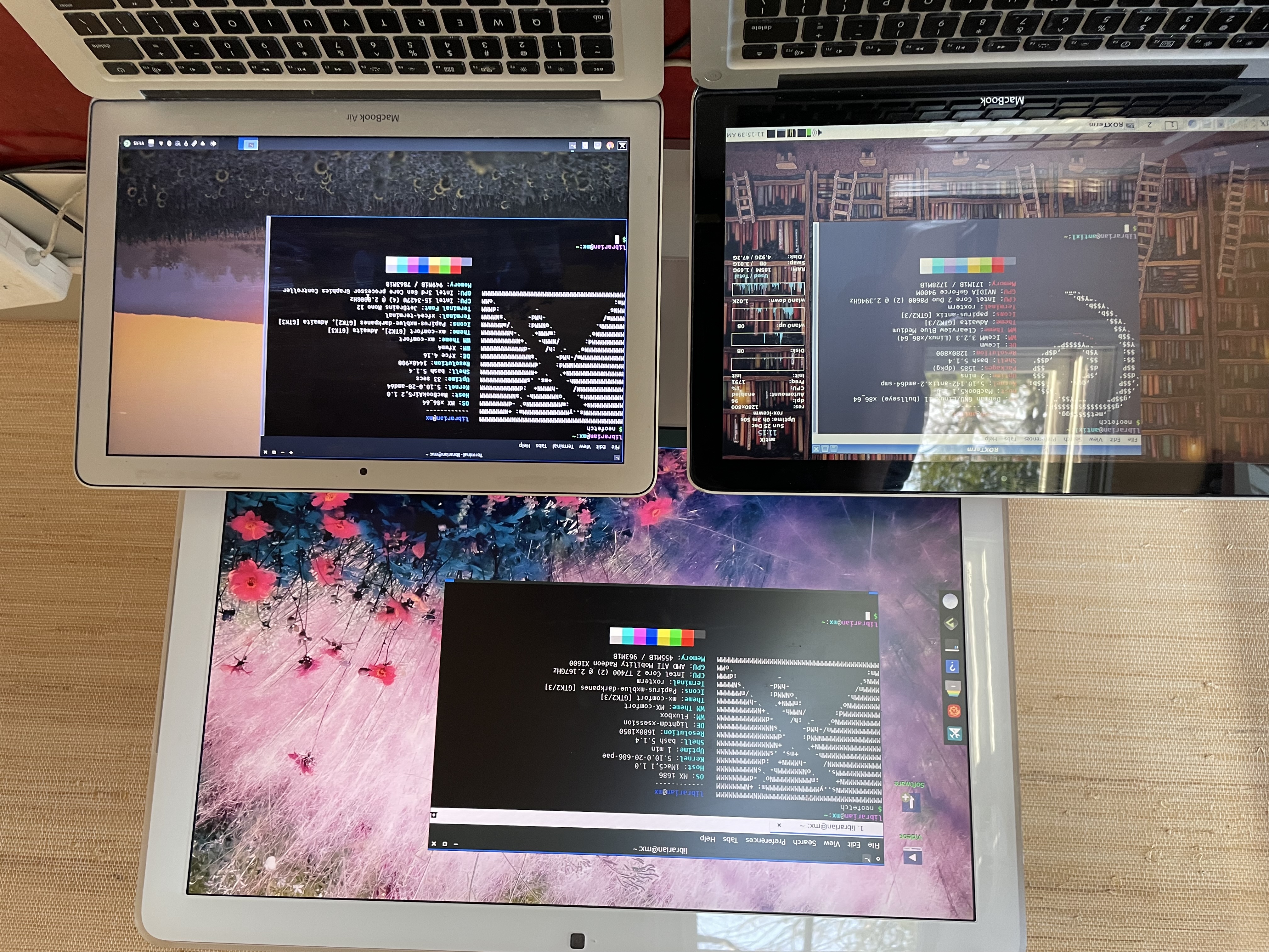 All 3 Macs, with Linux successfully installed